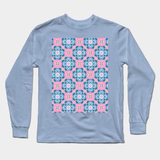 Soft geometric tiles pink and blue Long Sleeve T-Shirt